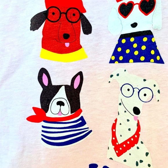 NEW Mini Boden Girls Pink Short Sleeve Bonjour Dog Top Size 5-6Y - Picture 6 of 12